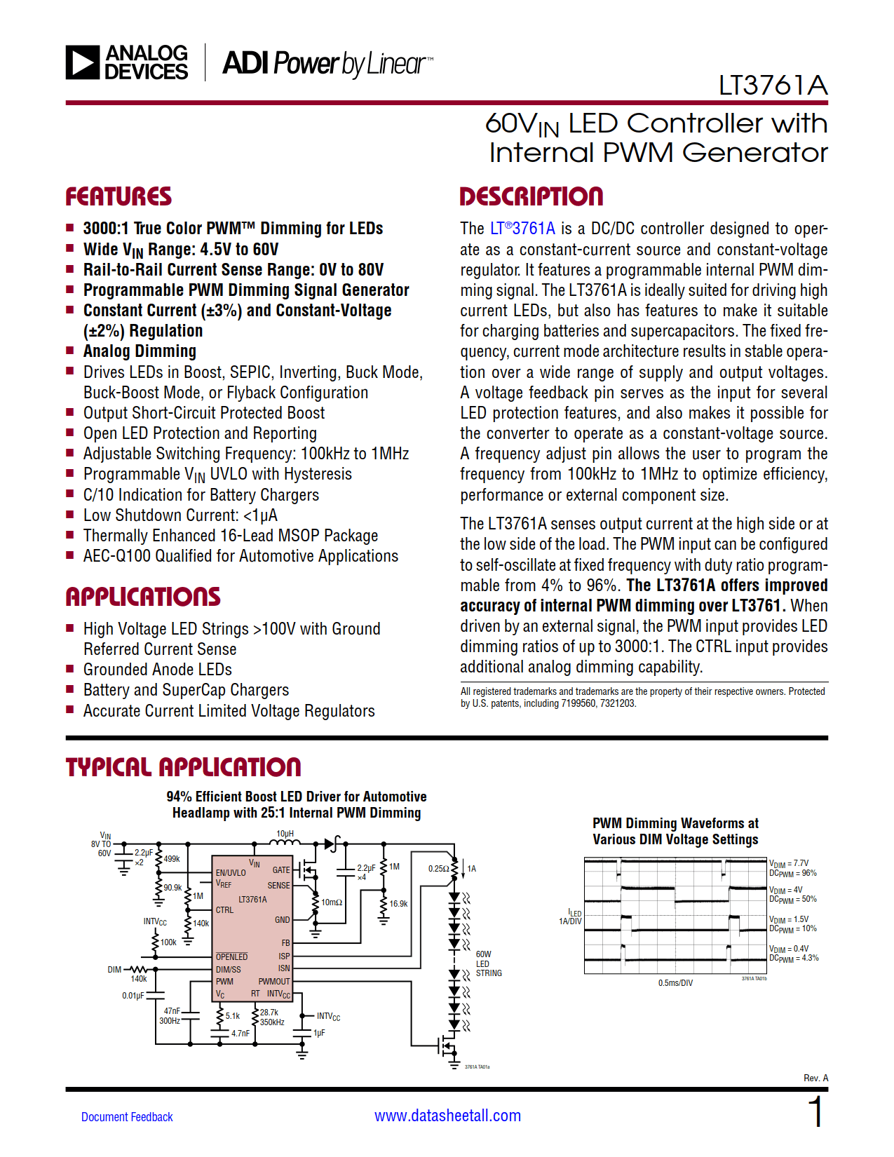 LT3761A Datasheet