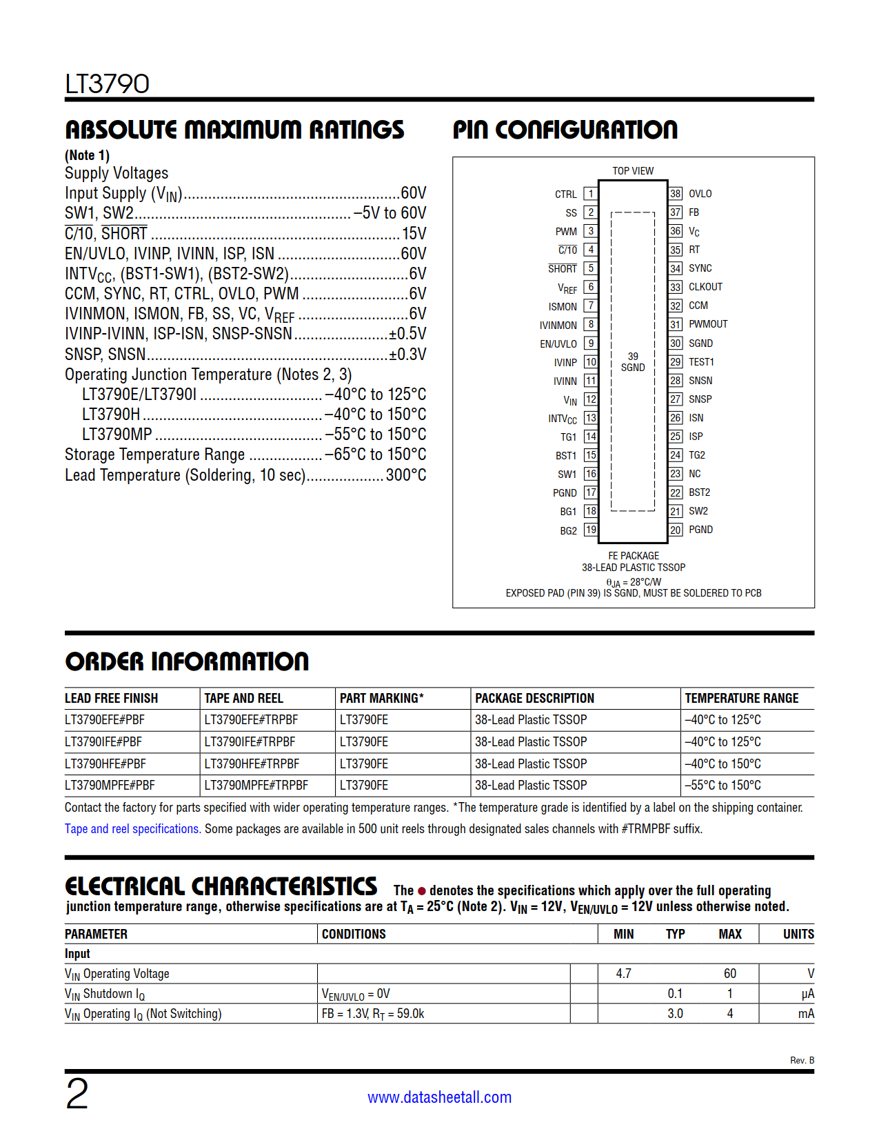 LT3790 Datasheet Page 2