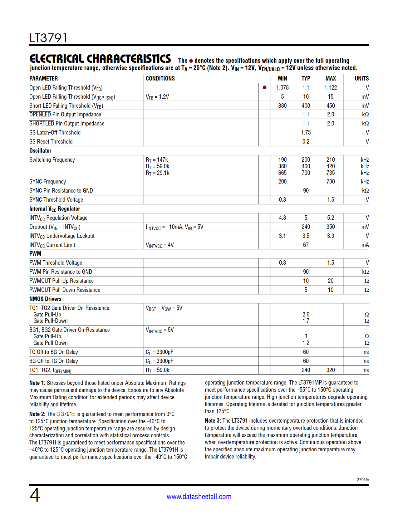 LT3791 Datasheet Page 4