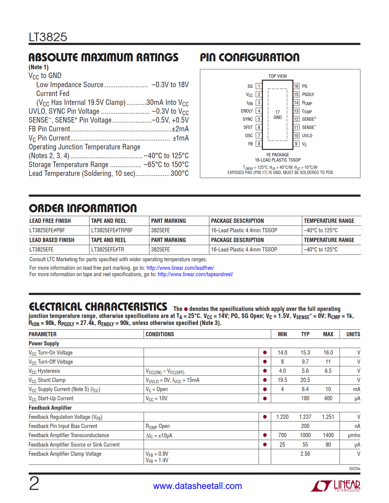 LT3825 Datasheet Page 2