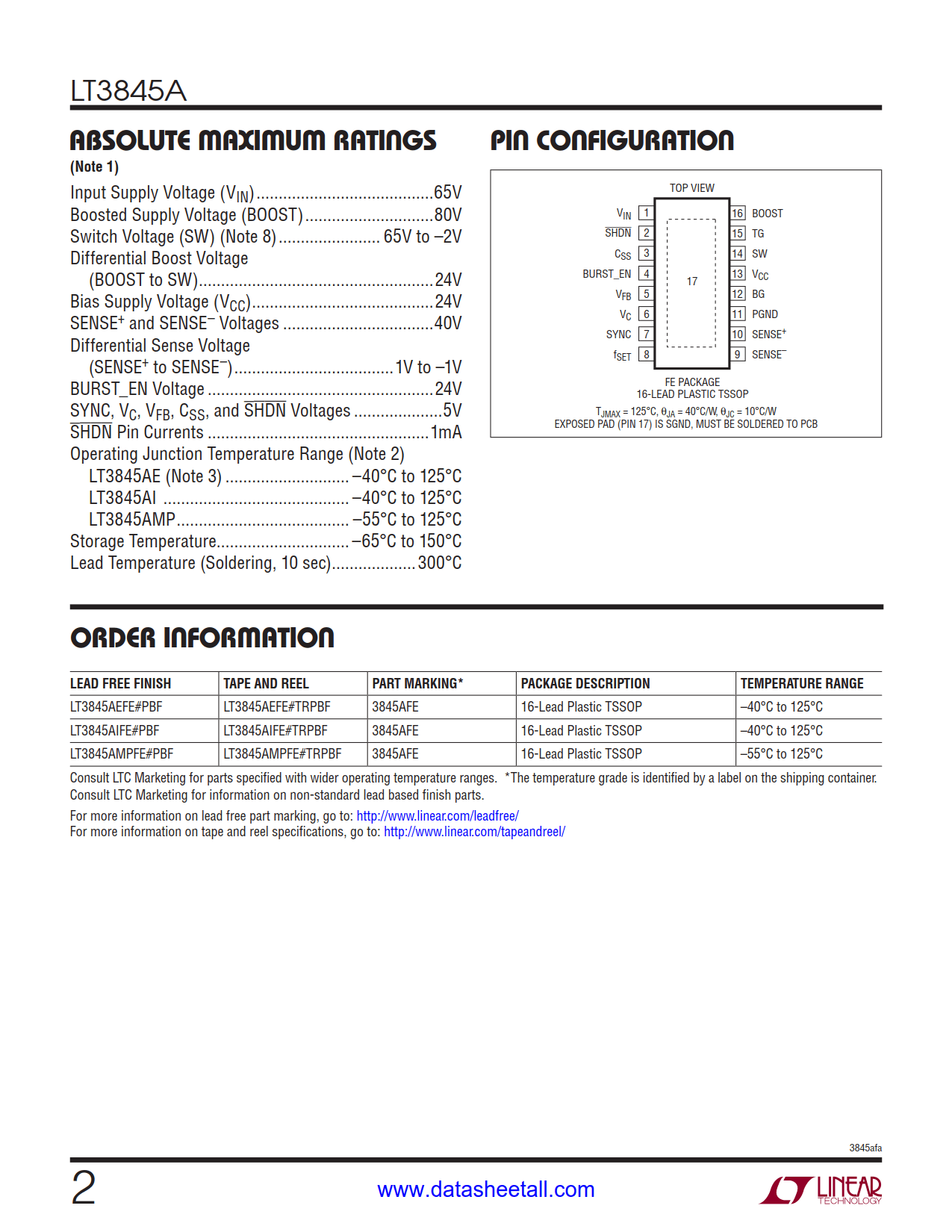 LT3845A Datasheet Page 2