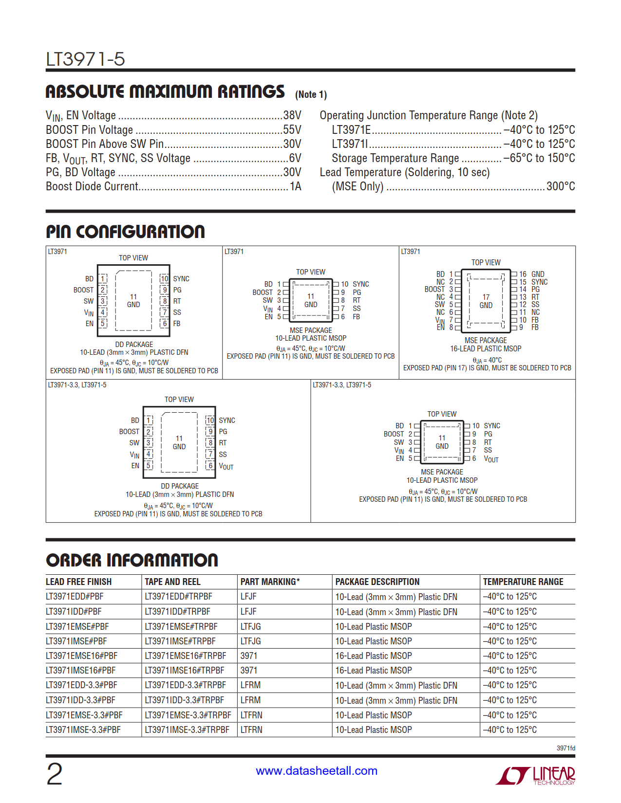 LT3971-5 Datasheet Page 2