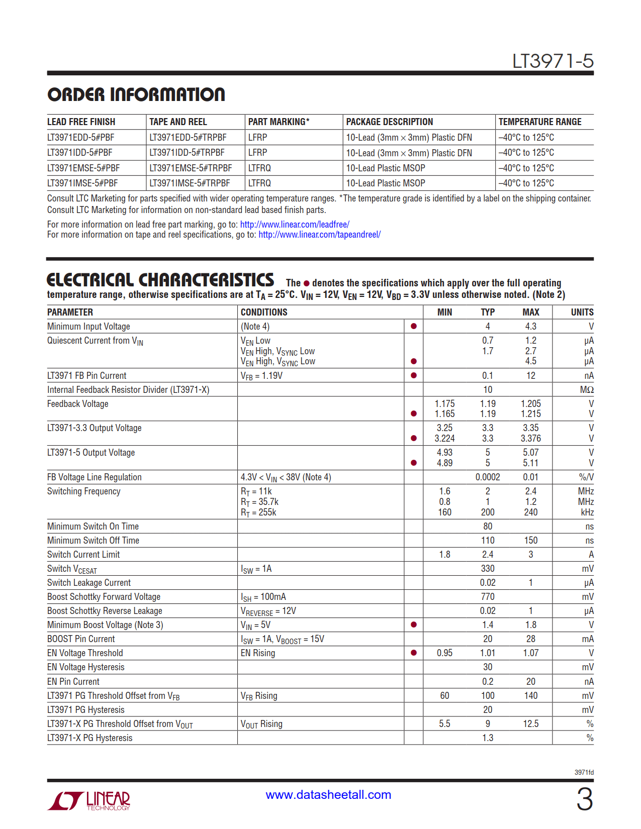 LT3971-5 Datasheet Page 3