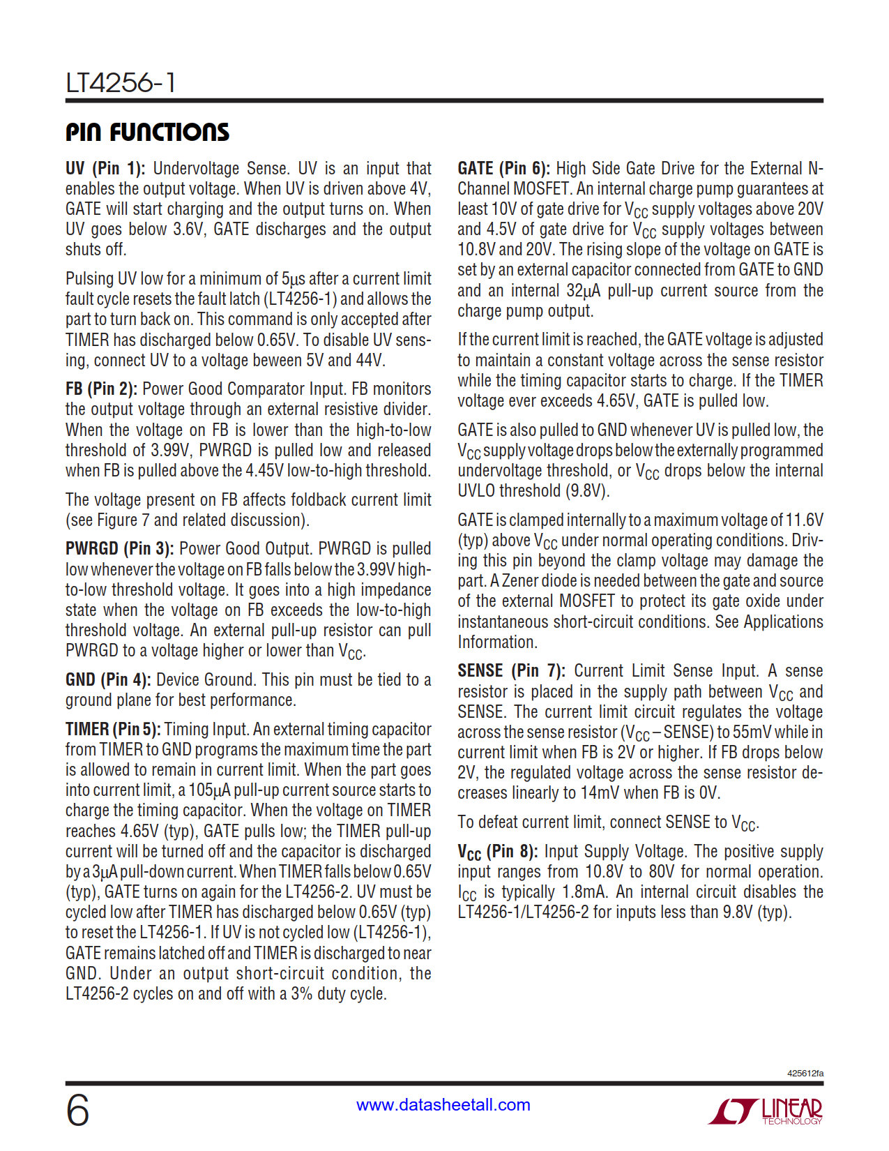 LT4256-1 Datasheet Page 6