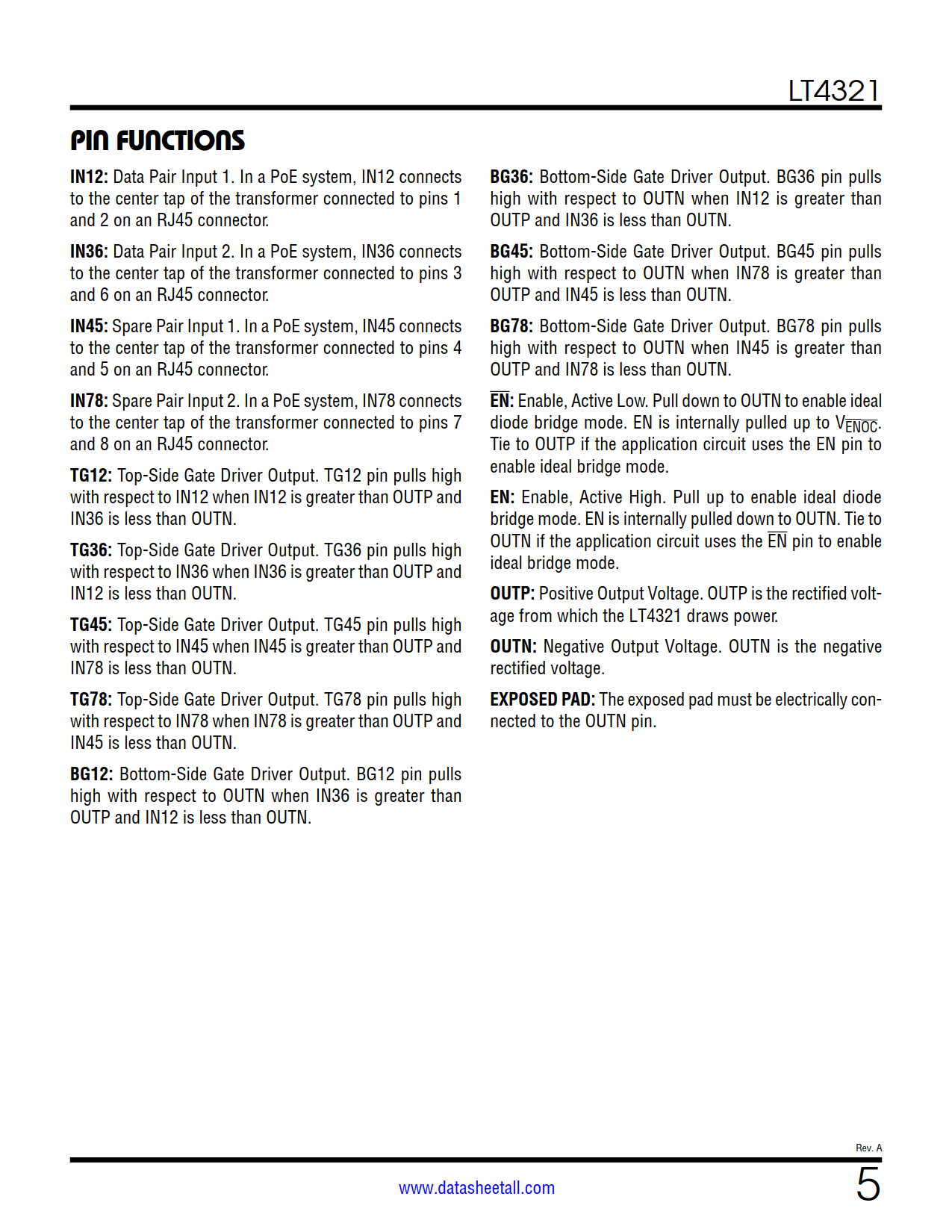 LT4321 Datasheet Page 5