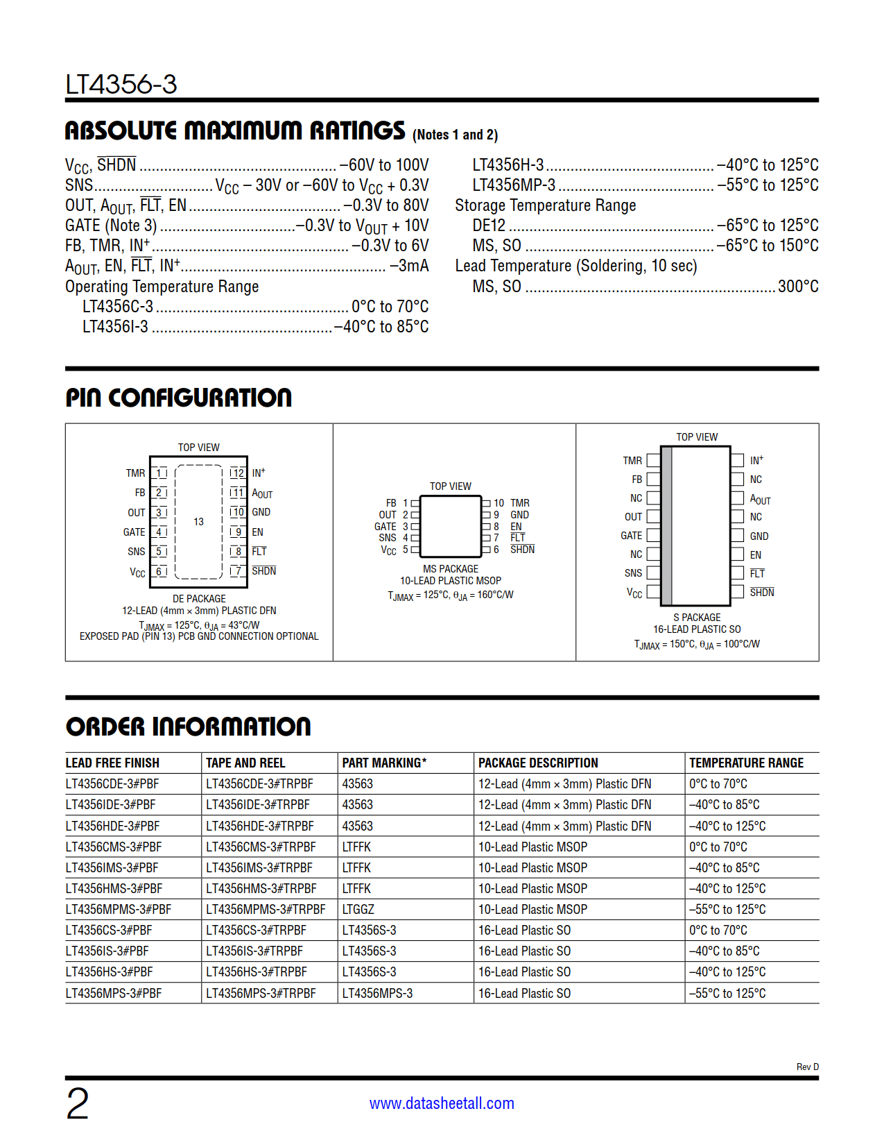 LT4356-3 Datasheet Page 2