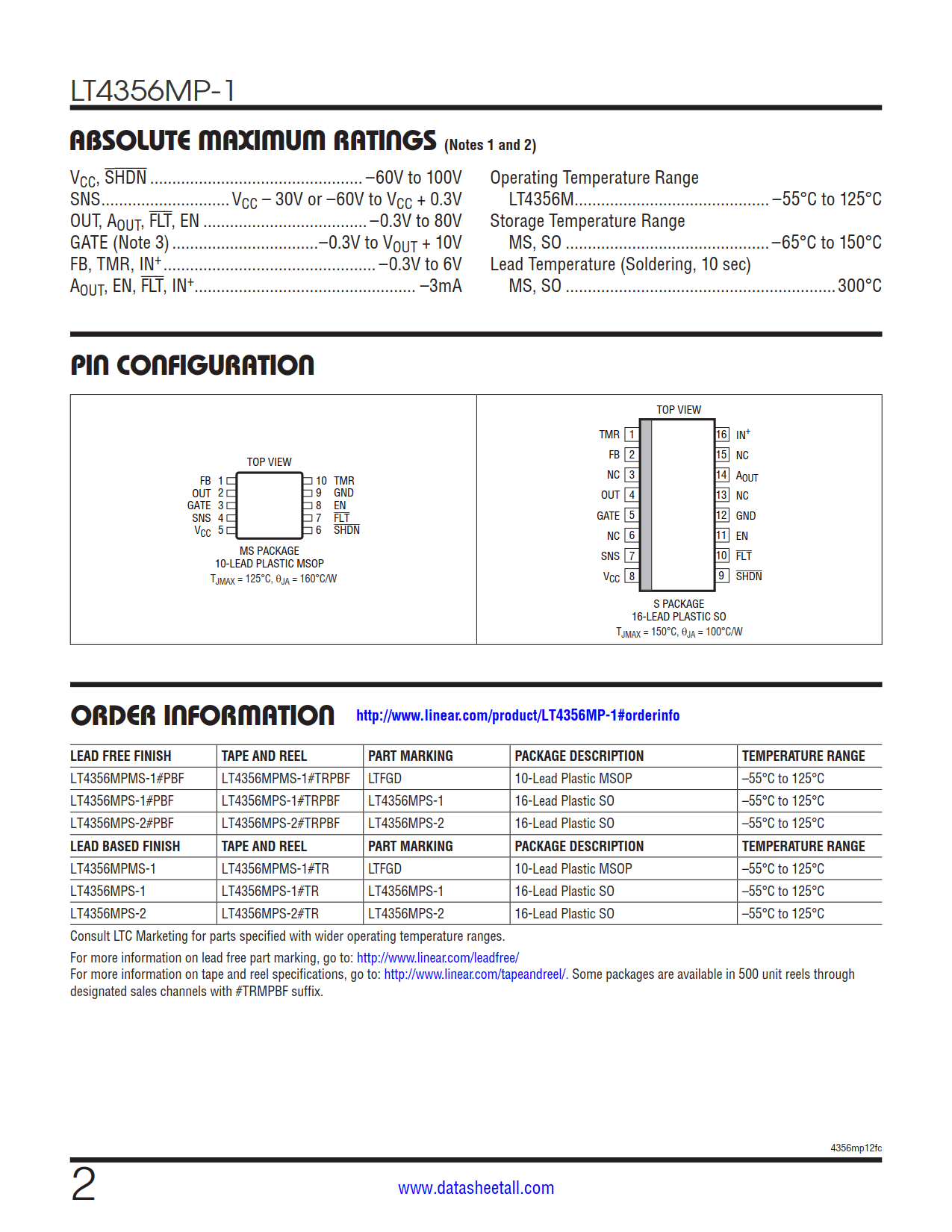 LT4356MP-1 Datasheet Page 2