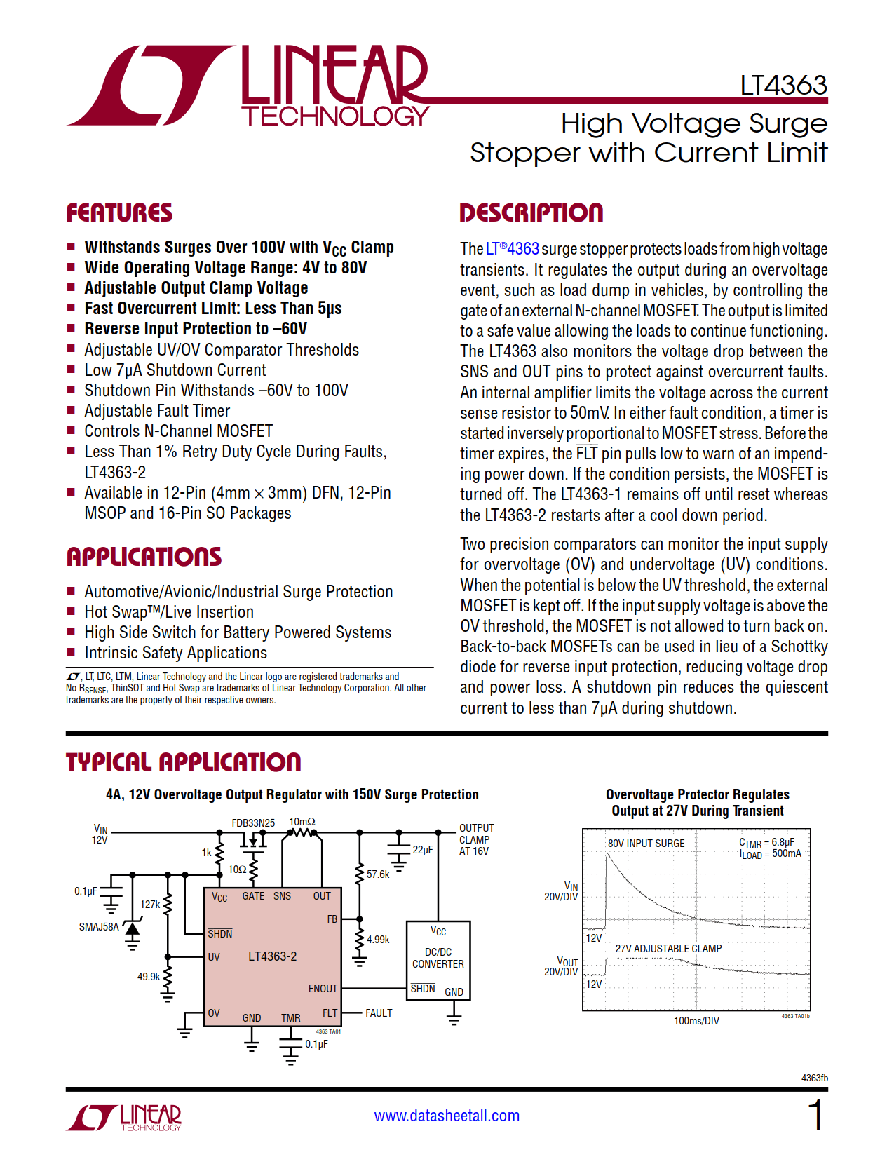 LT4363 Datasheet