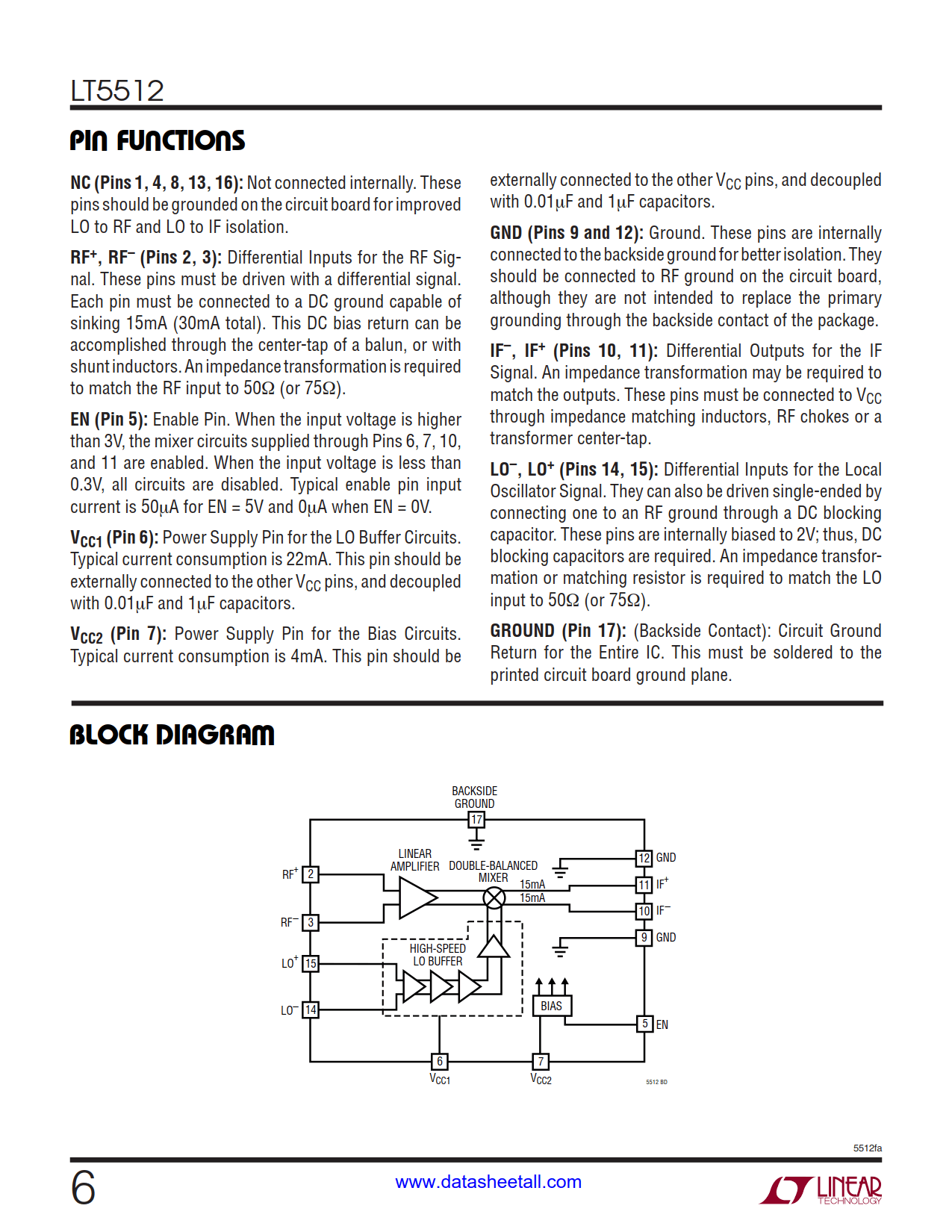 LT5512 Datasheet Page 6