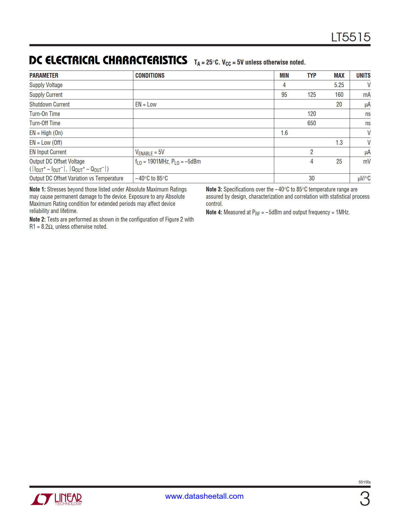 LT5515 Datasheet Page 3