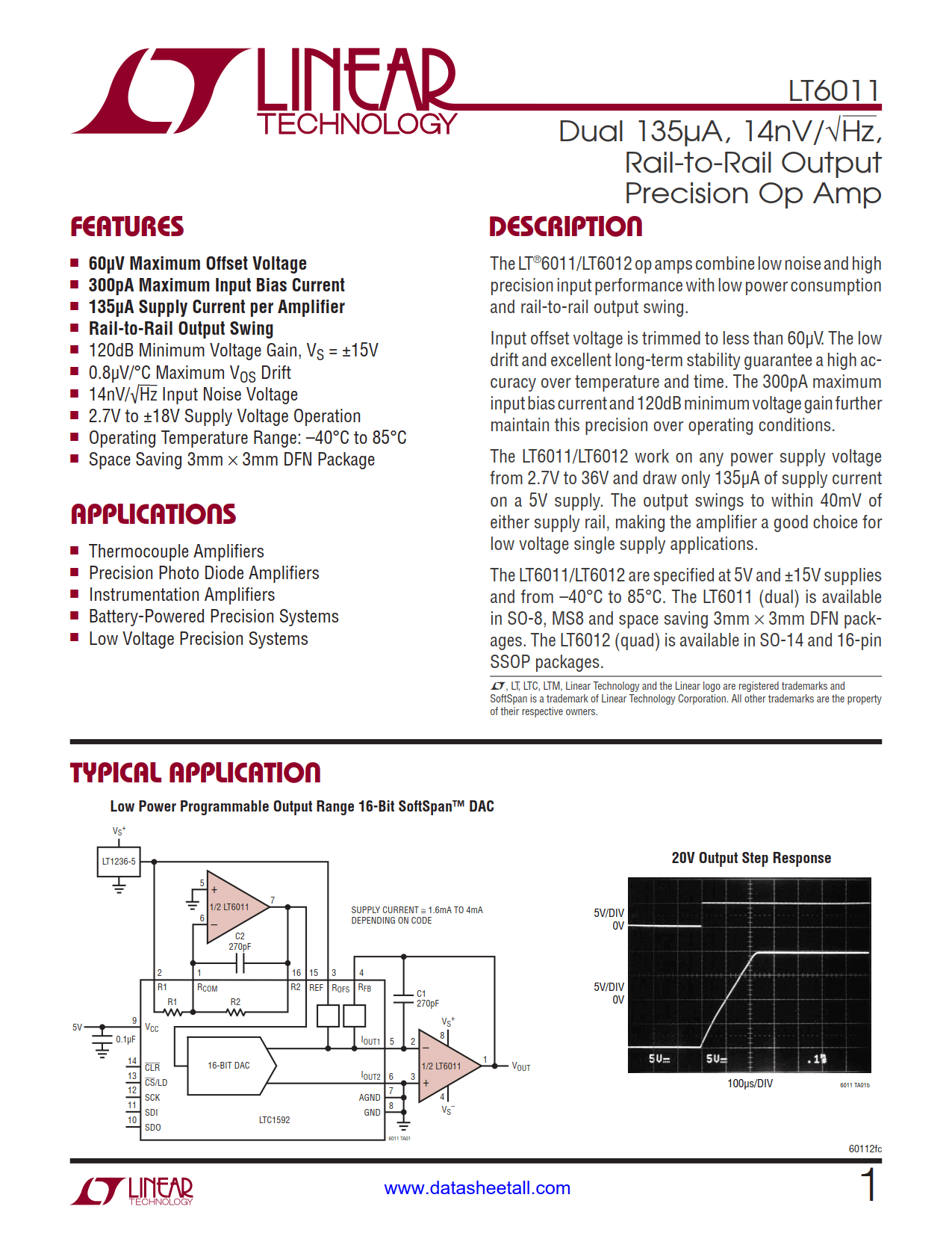 LT6011 Datasheet