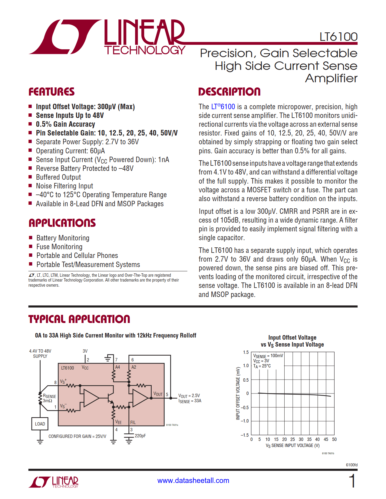 LT6100 Datasheet