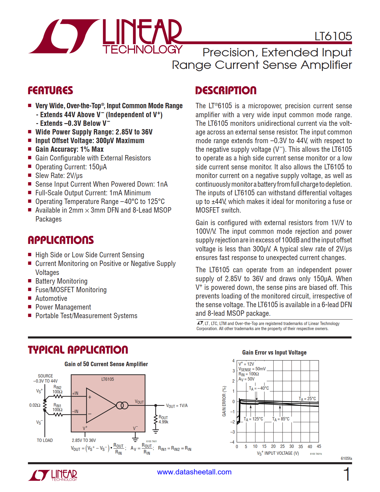 LT6105 Datasheet