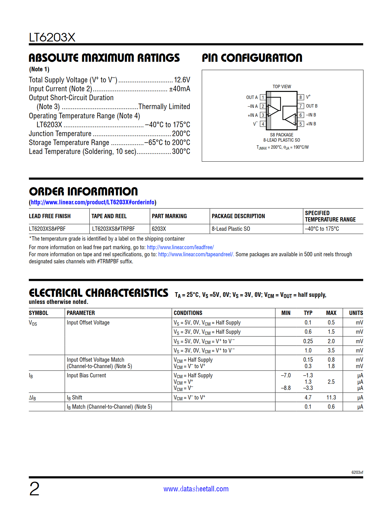 LT6203X Datasheet Page 2