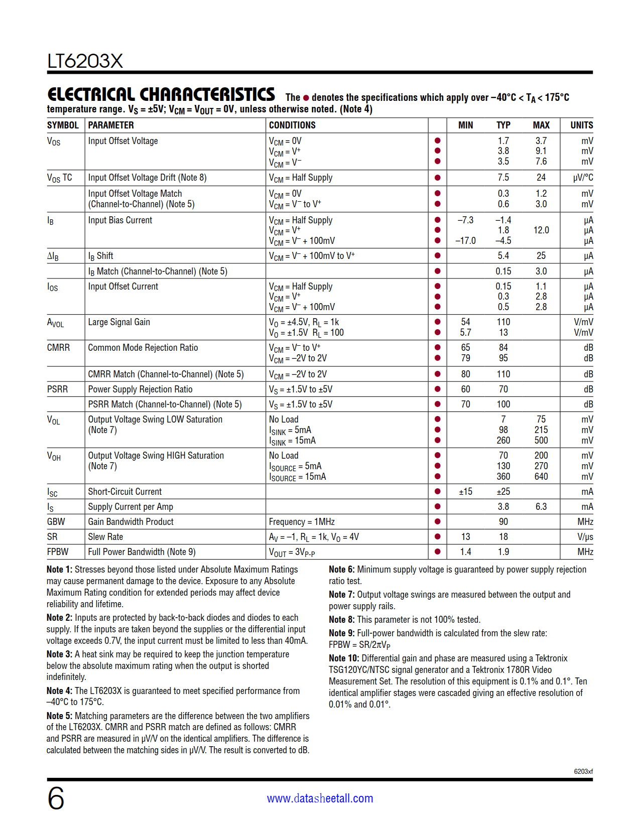 LT6203X Datasheet Page 6