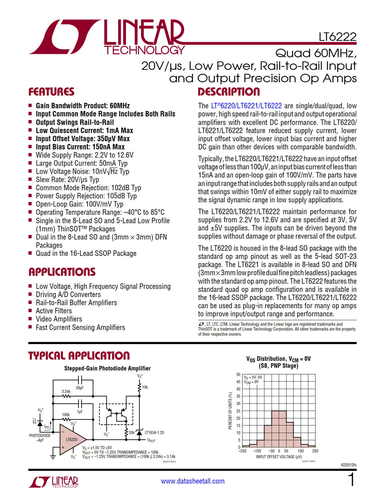 LT6222 Datasheet