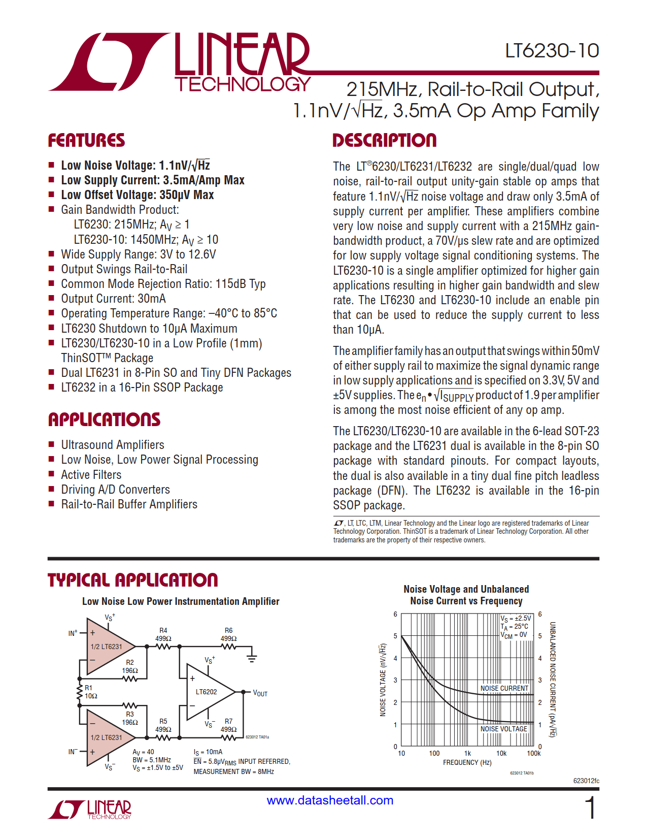 LT6230-10 Datasheet