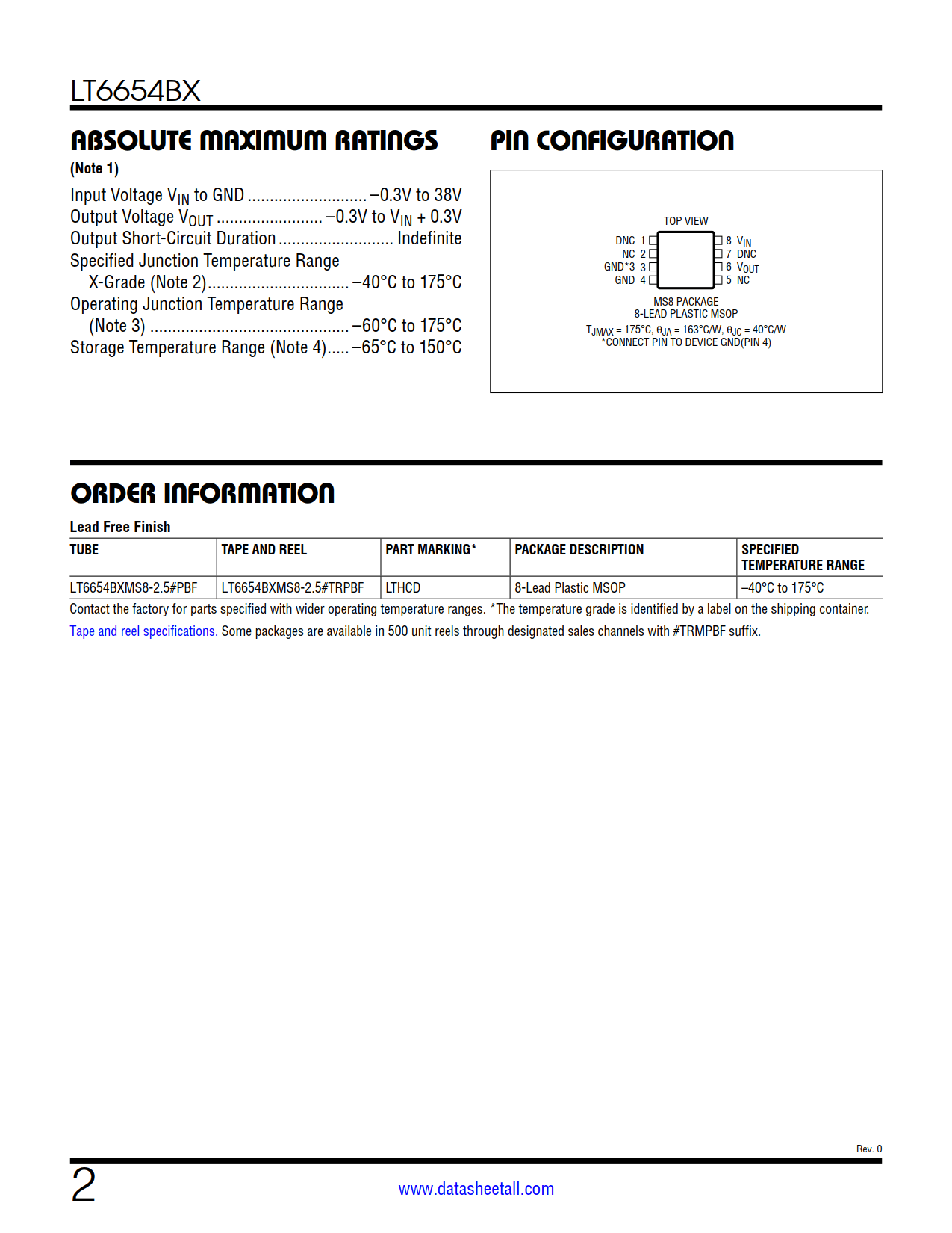 LT6654BX Datasheet Page 2