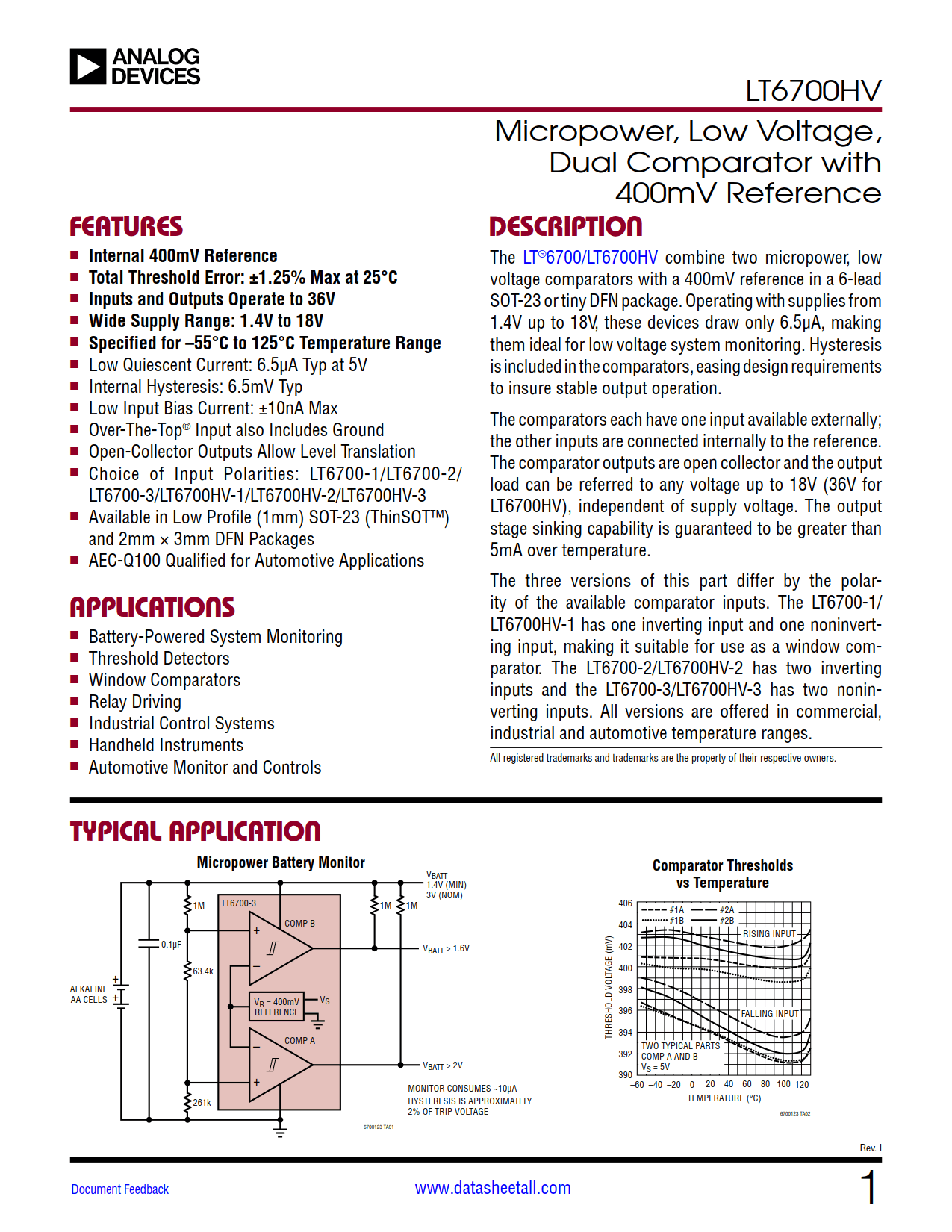 LT6700HV Datasheet