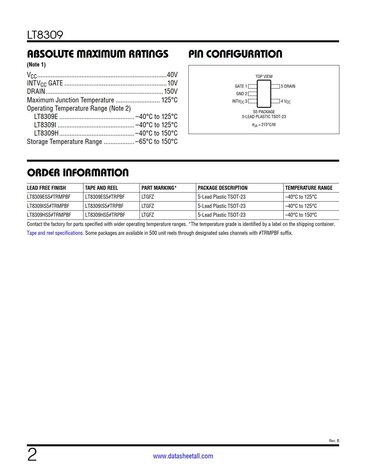 LT8309 Datasheet Page 2