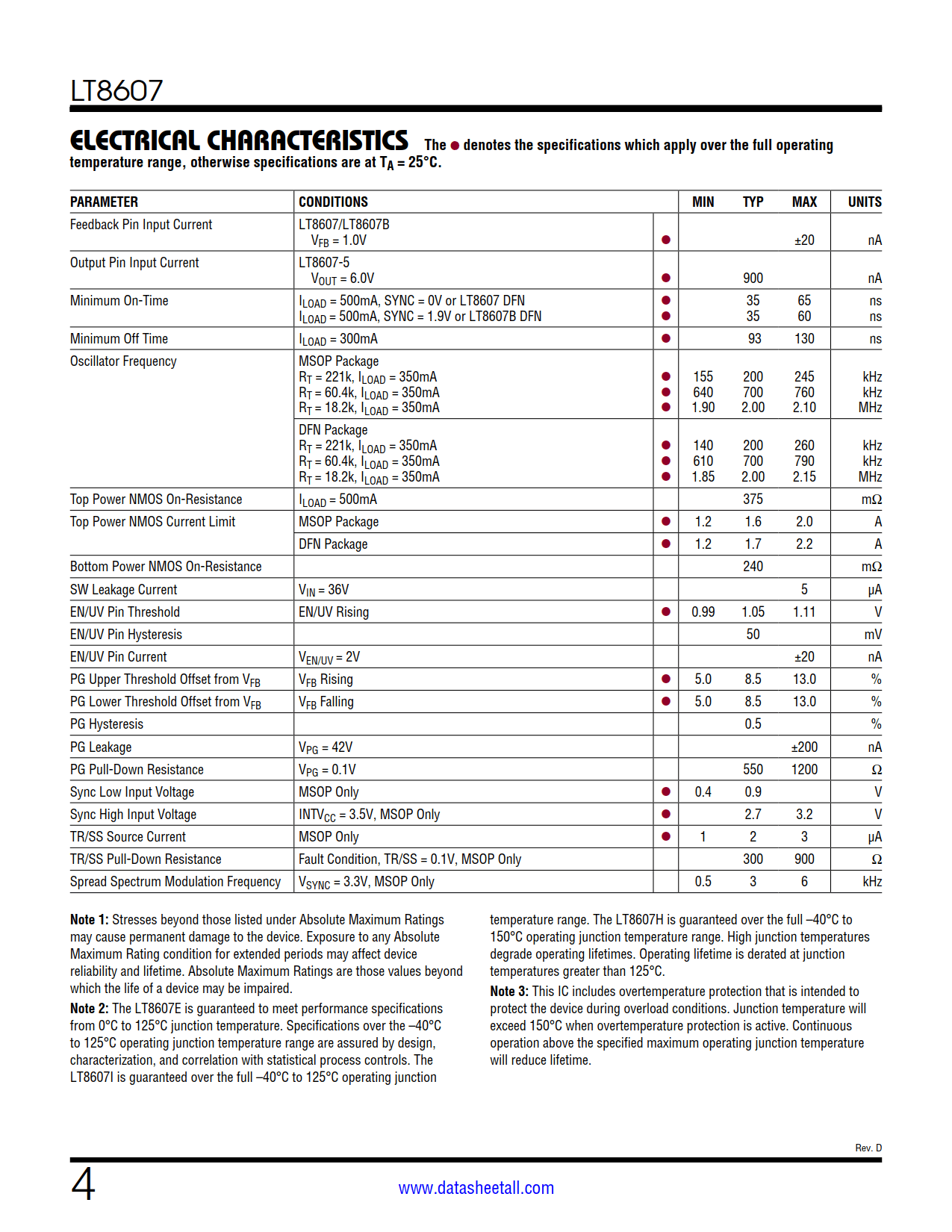 LT8607 Datasheet Page 4