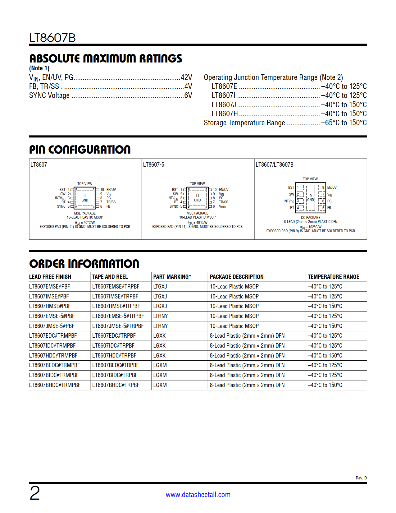 LT8607B Datasheet Page 2