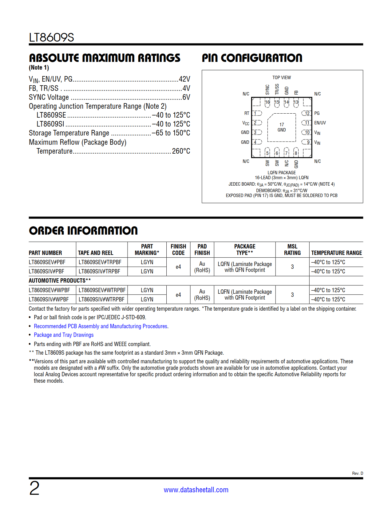 LT8609S Datasheet Page 2