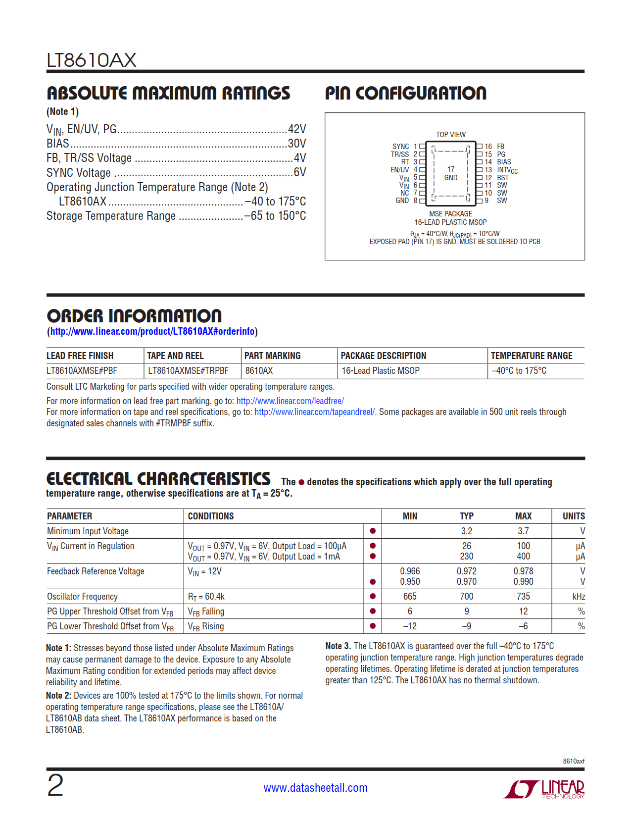 LT8610AX Datasheet Page 2