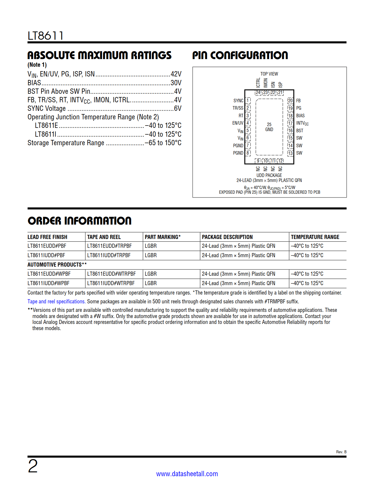 LT8611 Datasheet Page 2