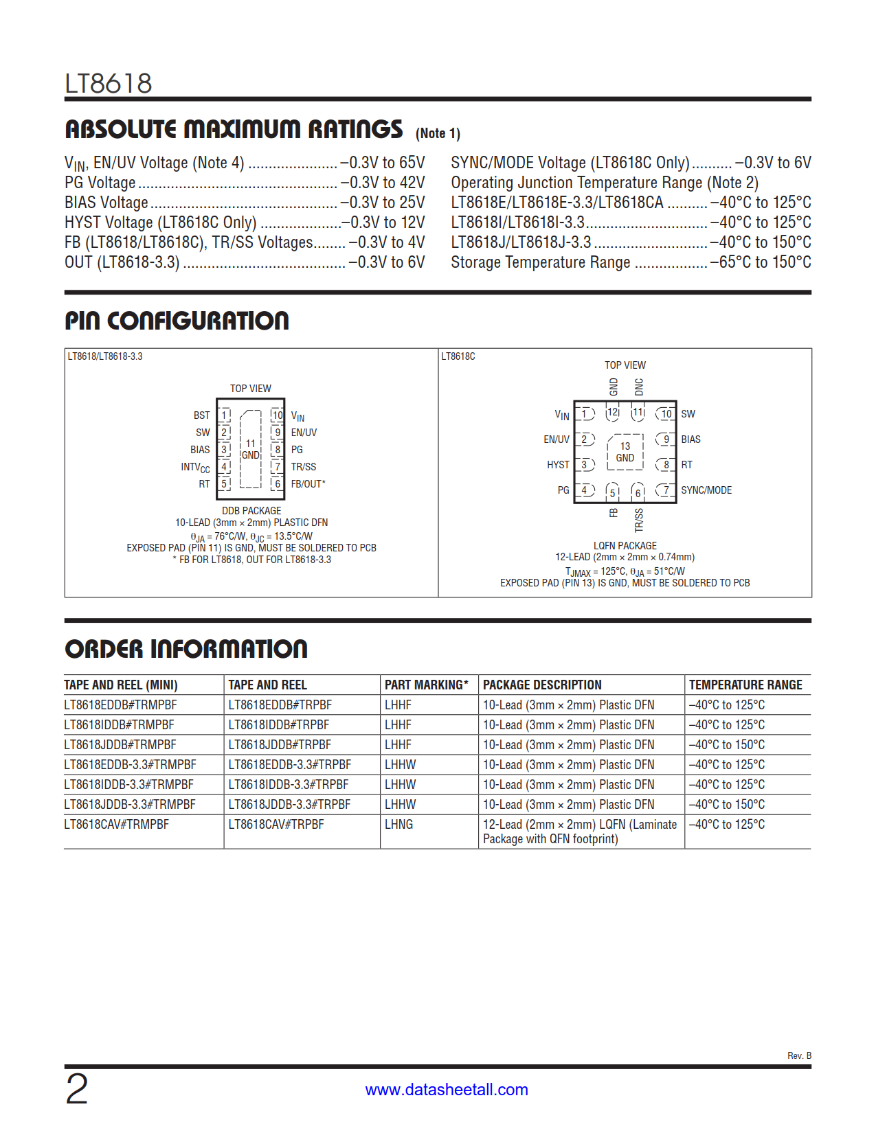 LT8618 Datasheet Page 2