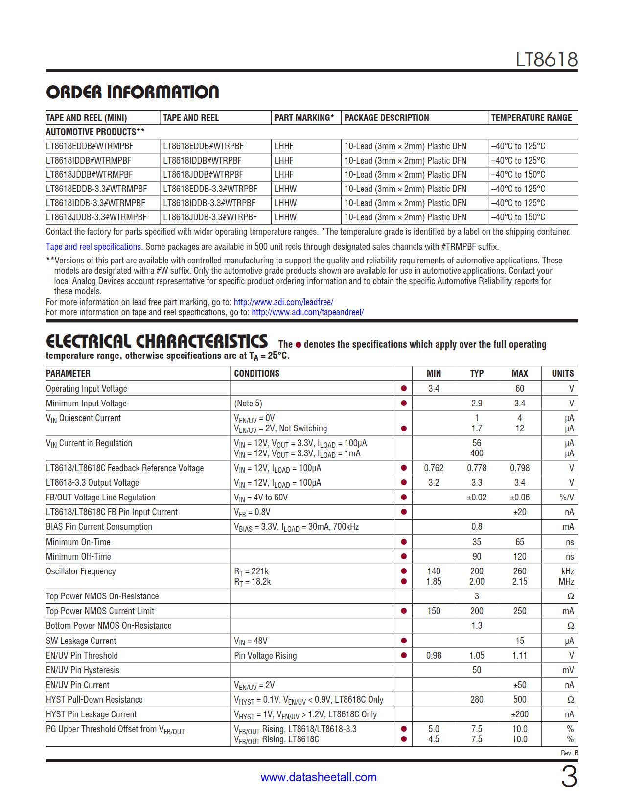 LT8618 Datasheet Page 3