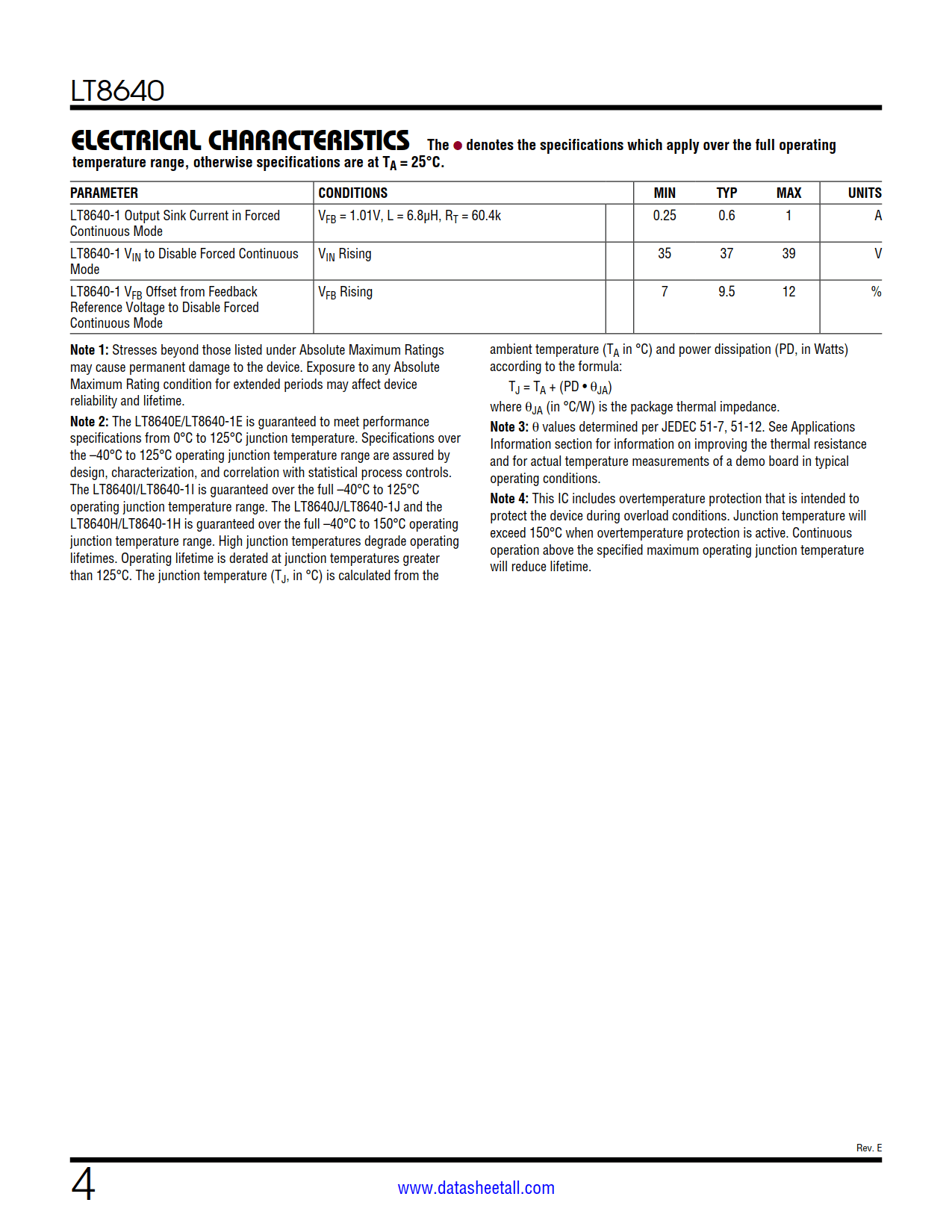 LT8640 Datasheet Page 4