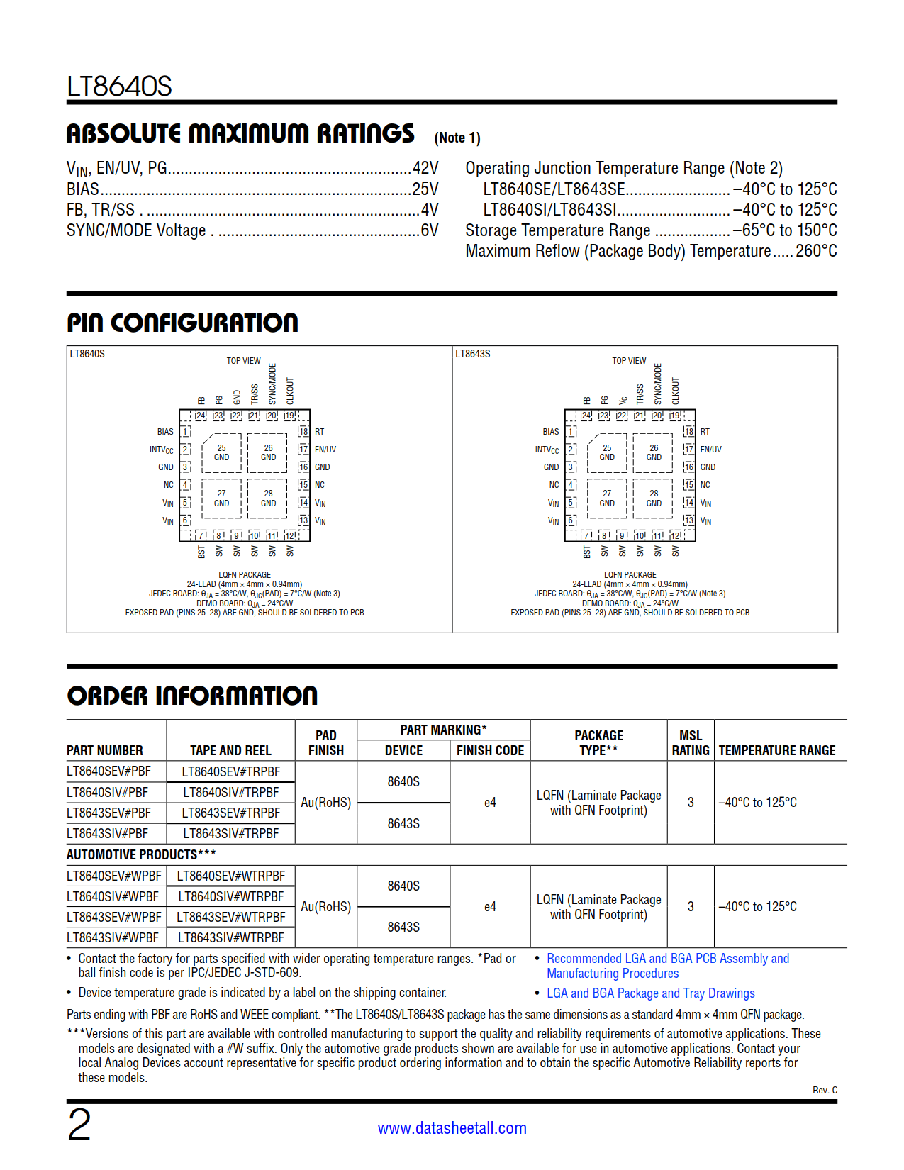 LT8640S Datasheet Page 2