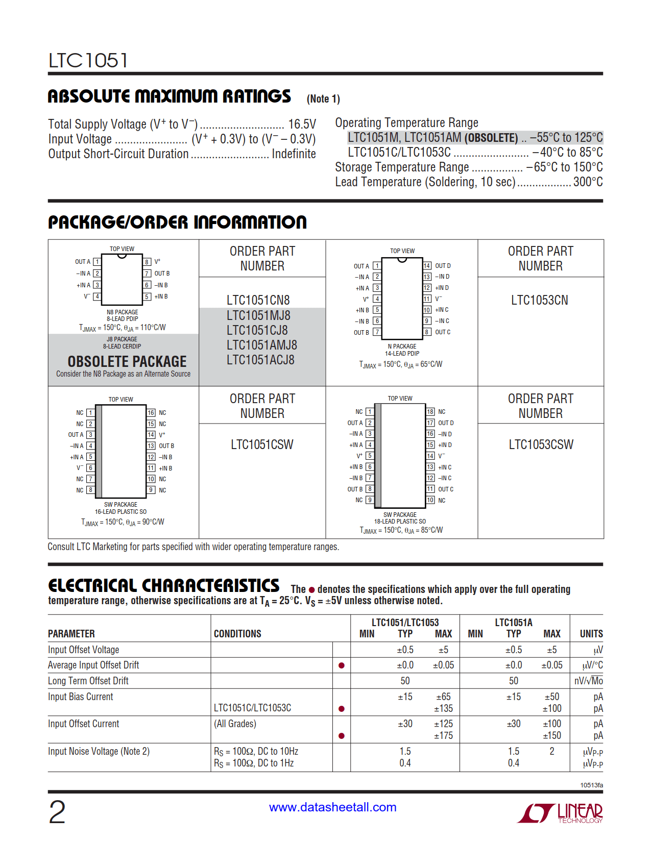 LTC1051 Datasheet Page 2