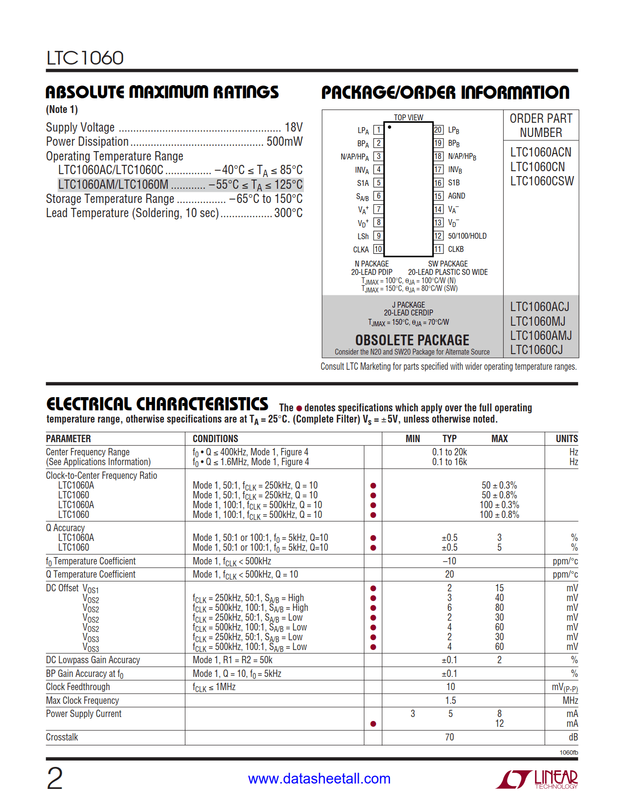 LTC1060 Datasheet Page 2