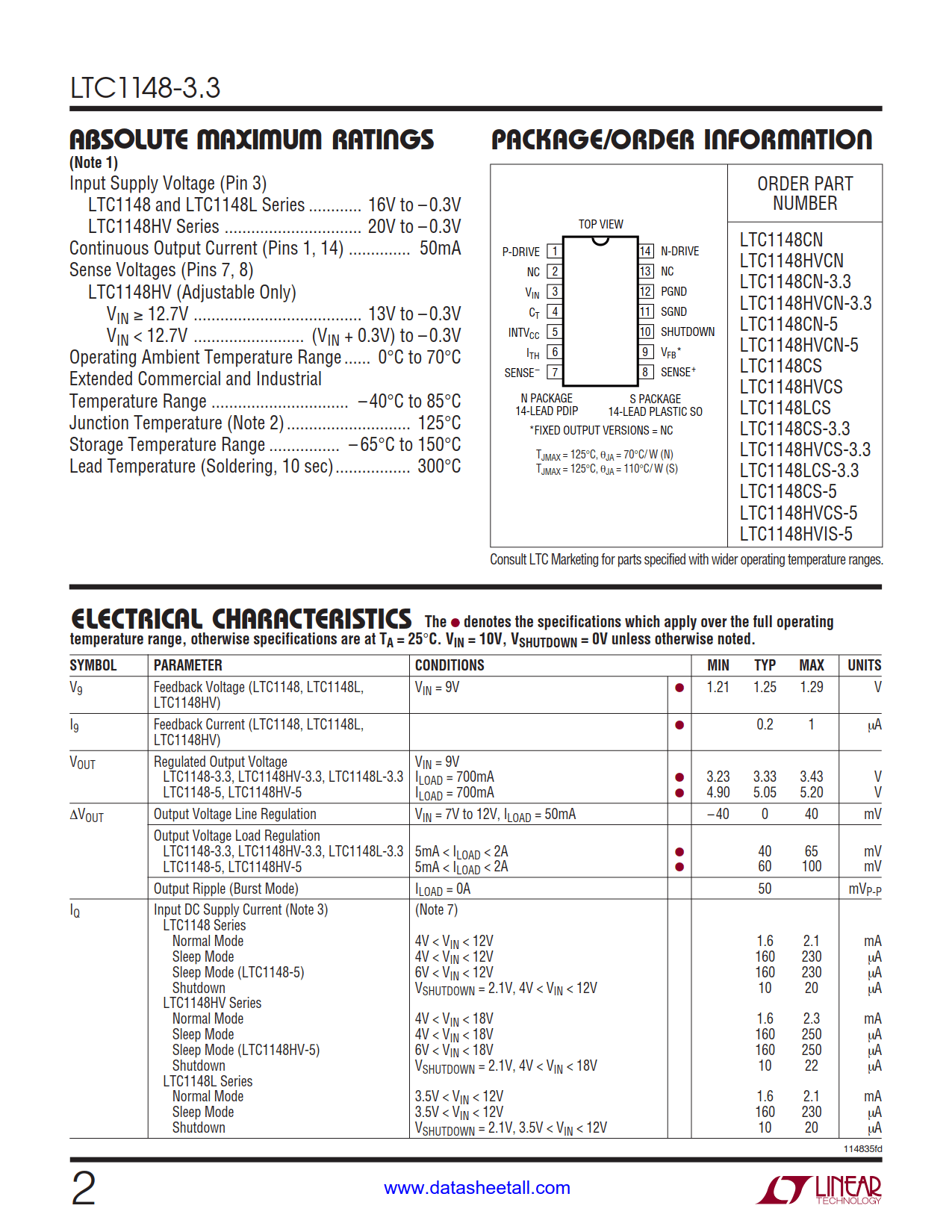 LTC1148-3.3 Datasheet Page 2