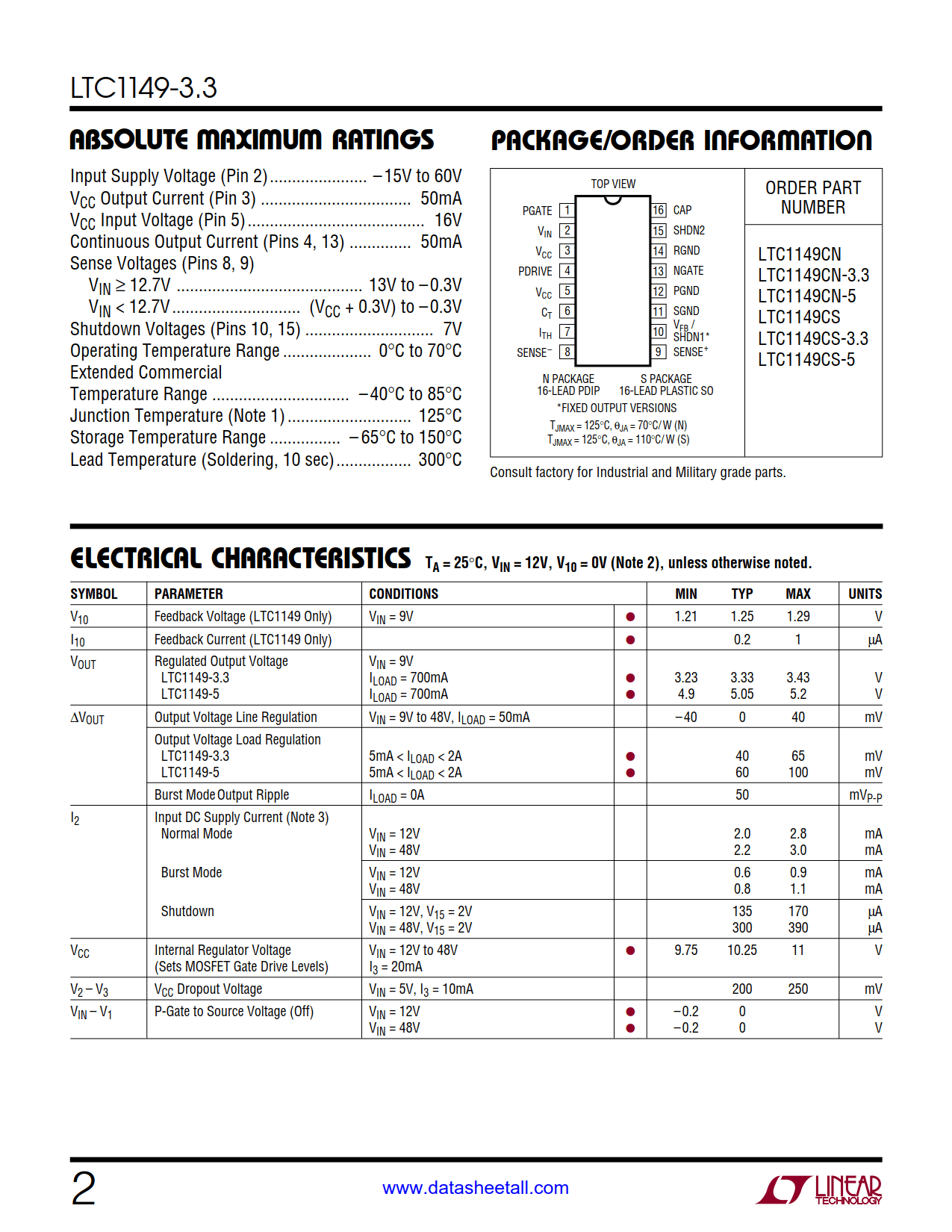 LTC1149-3.3 Datasheet Page 2