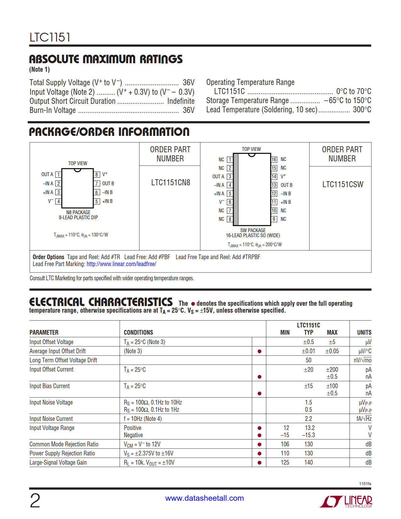 LTC1151 Datasheet Page 2