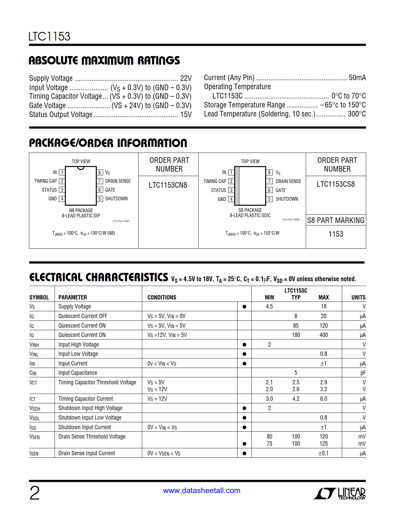 LTC1153 Datasheet Page 2