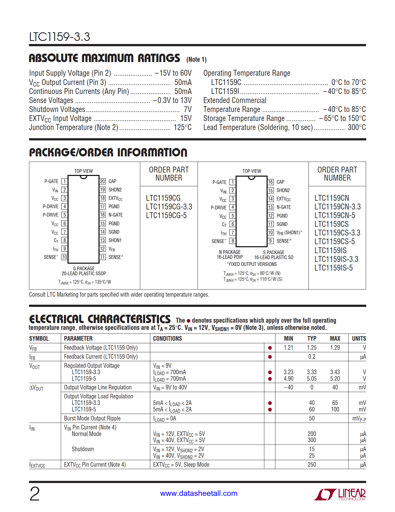 LTC1159-3.3 Datasheet Page 2