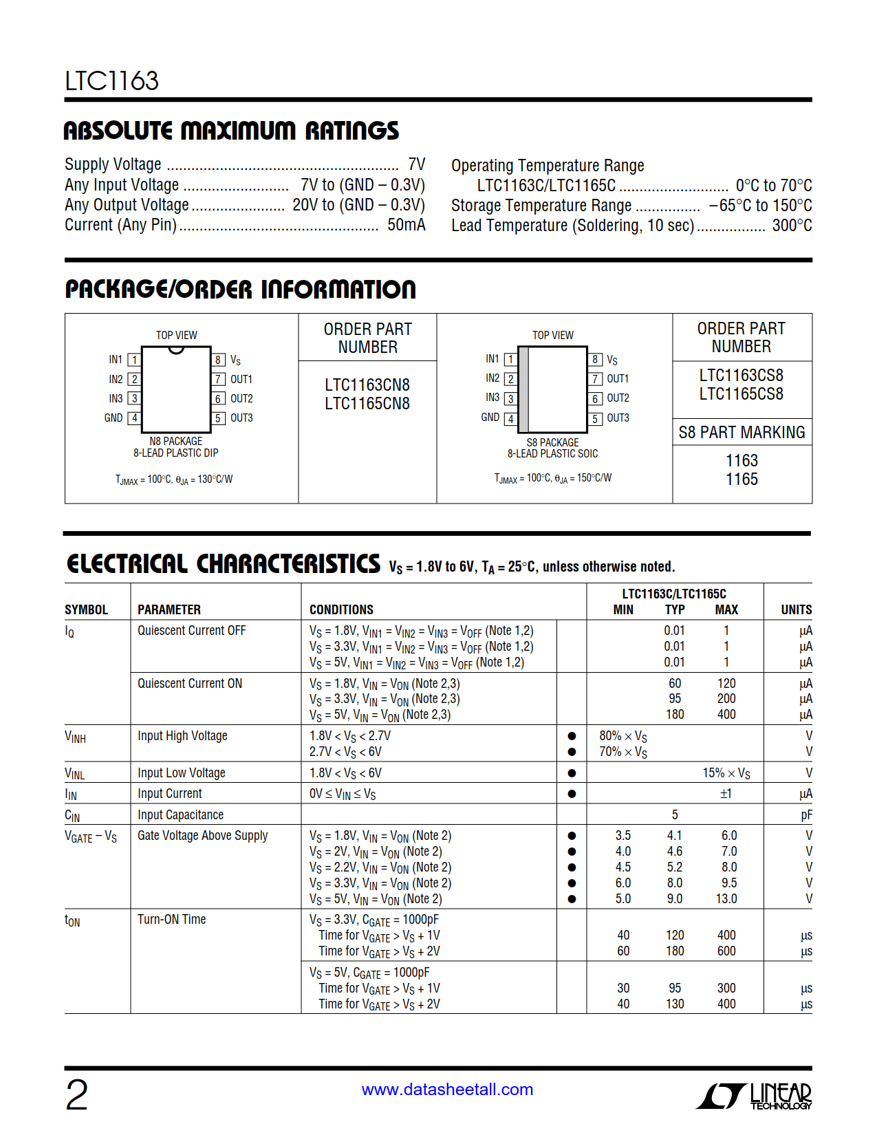 LTC1163 Datasheet Page 2