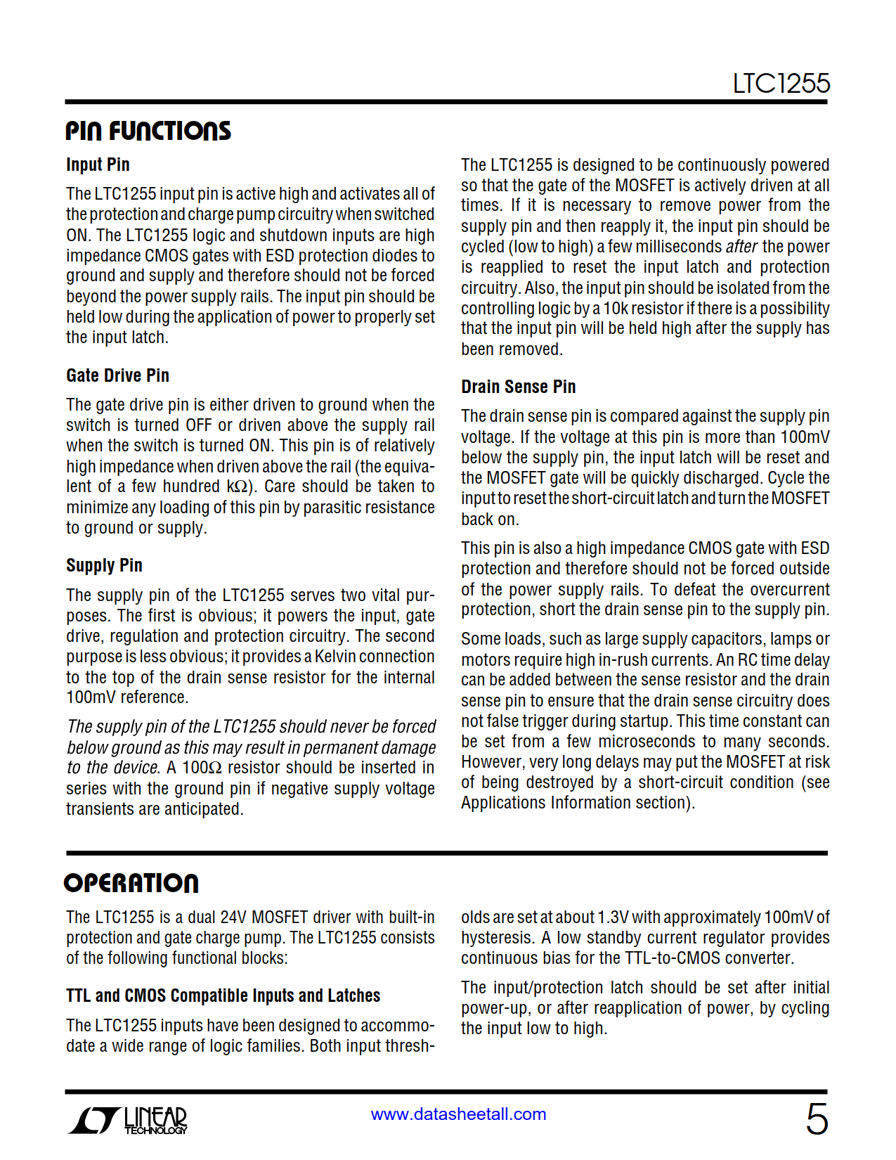 LTC1255 Datasheet Page 5