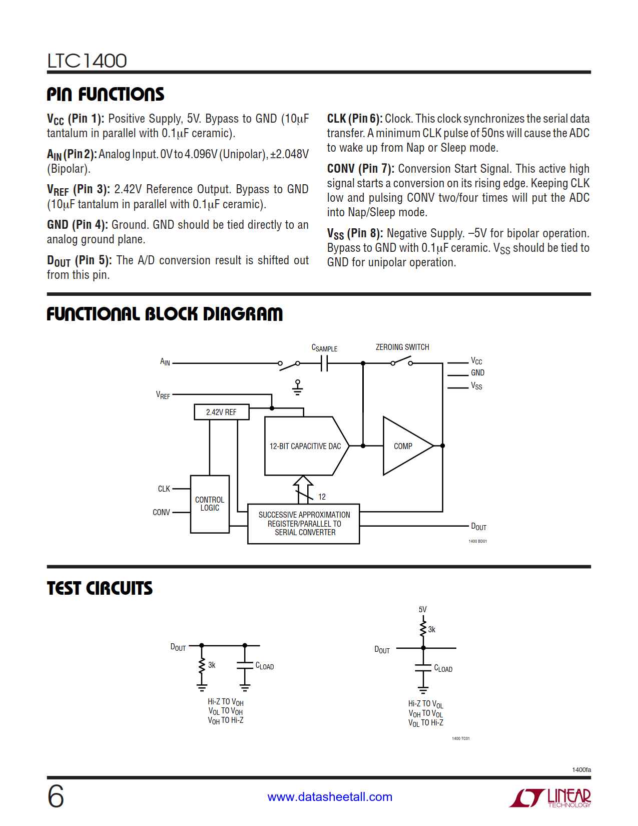 LTC1400 Datasheet Page 6