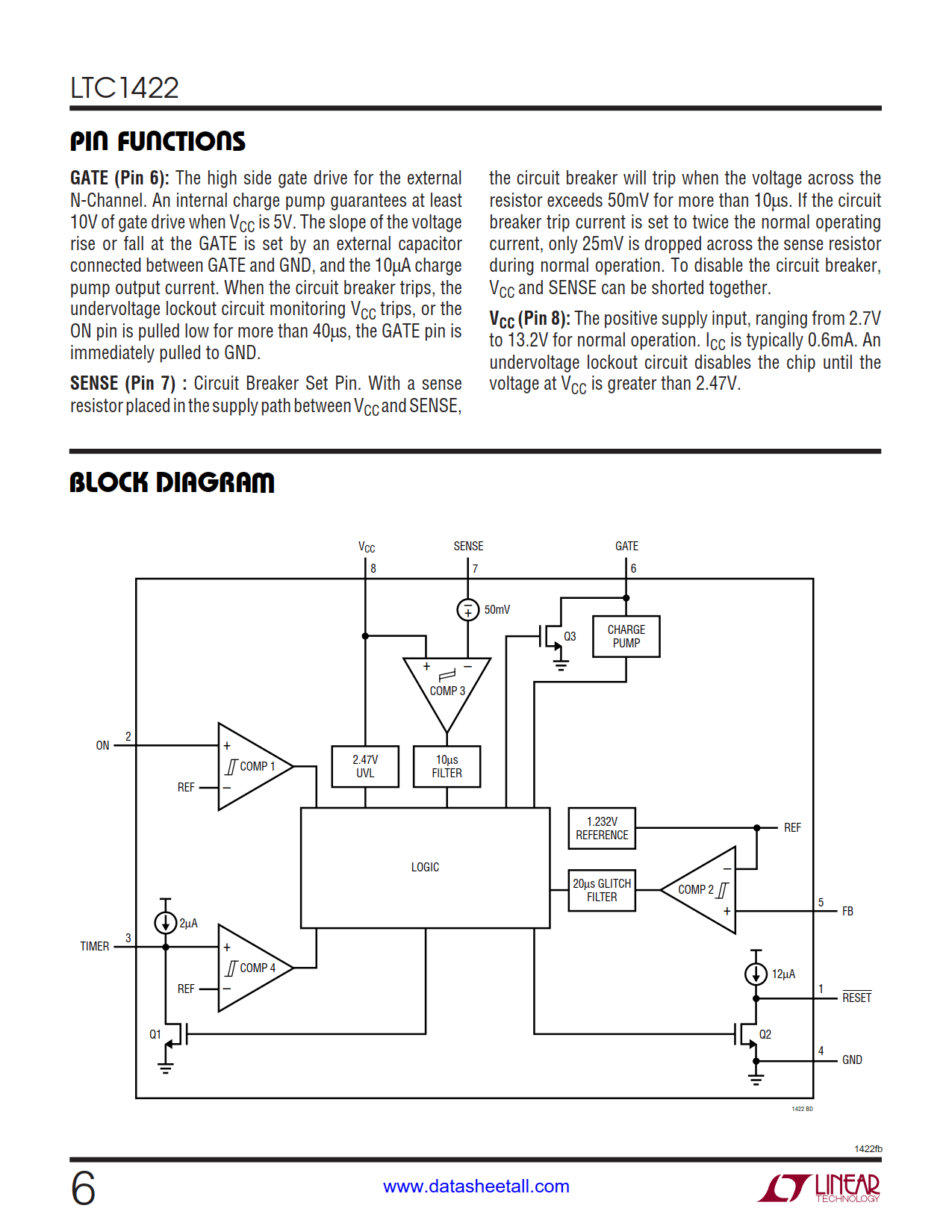 LTC1422 Datasheet Page 6