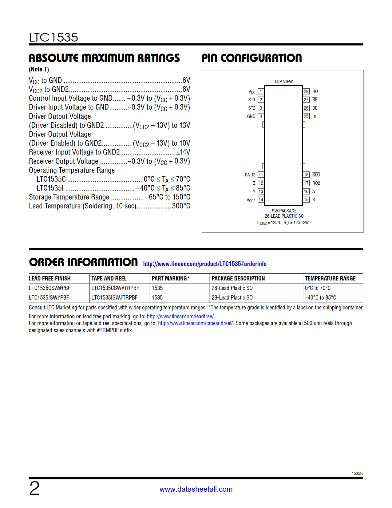 LTC1535 Datasheet Page 2