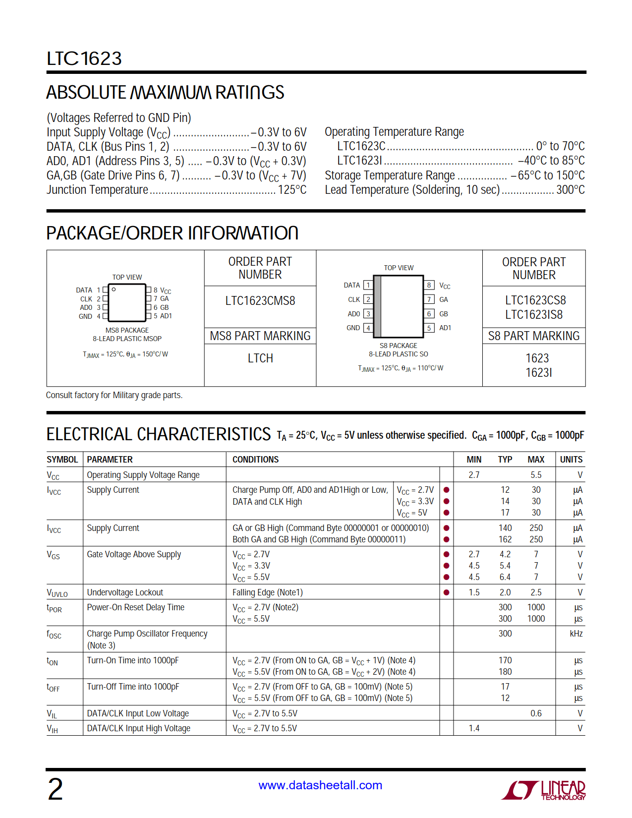 LTC1623 Datasheet Page 2