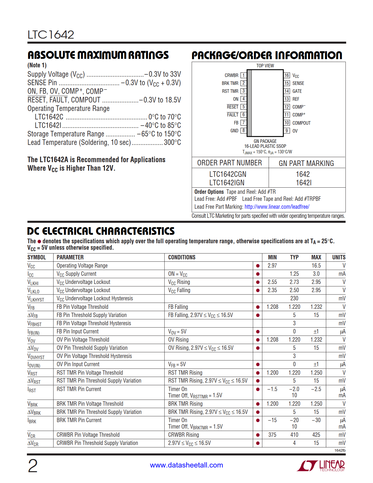 LTC1642 Datasheet Page 2