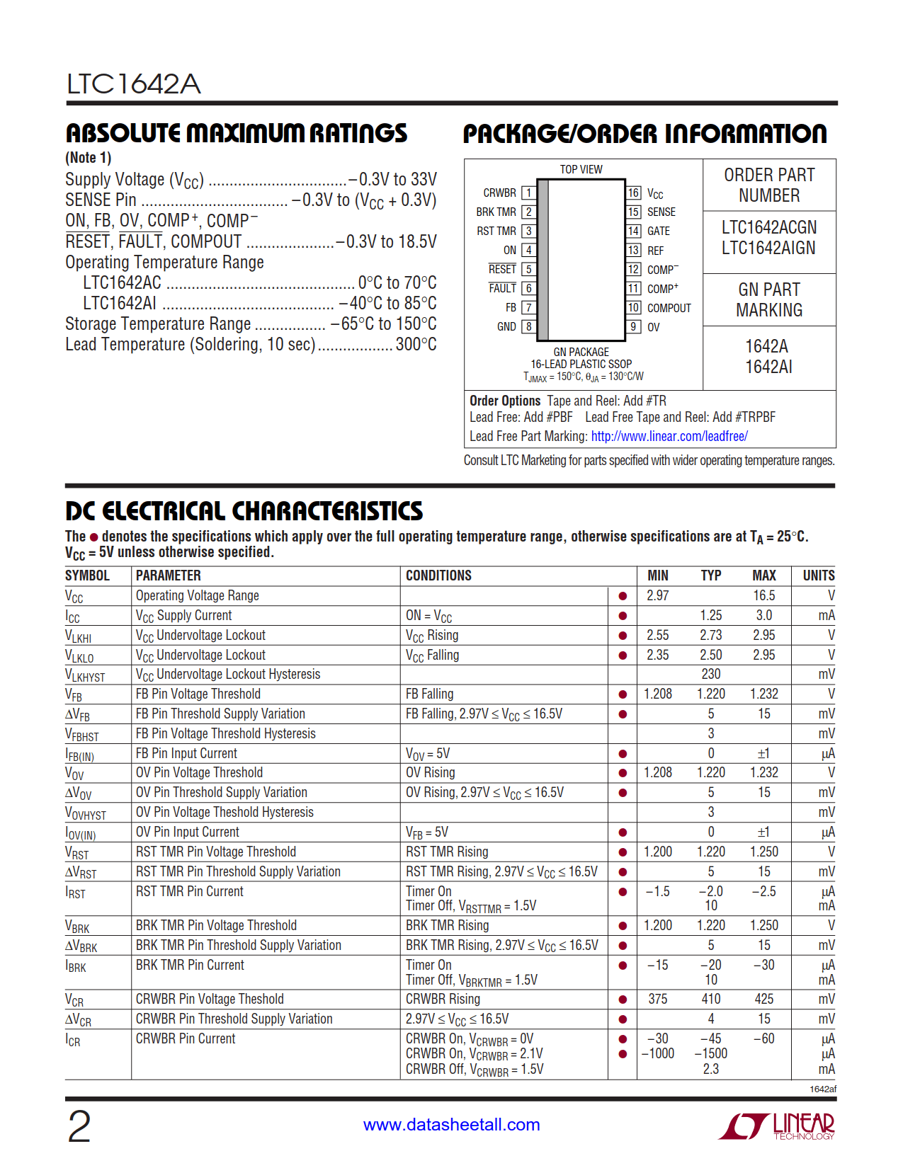 LTC1642A Datasheet Page 2