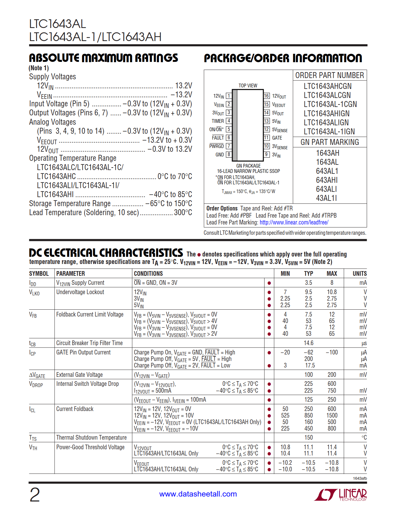 LTC1643A Datasheet Page 2