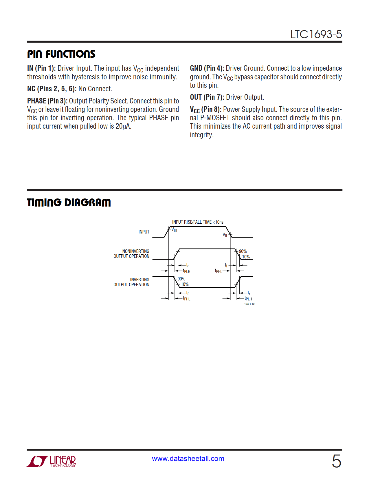 LTC1693-5 Datasheet Page 5